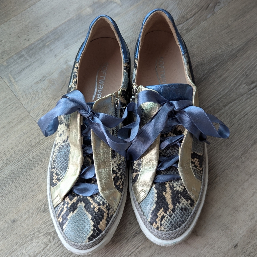 Softwaves Python Print Leather Sneakers 39.5 8.5 9 - image 4